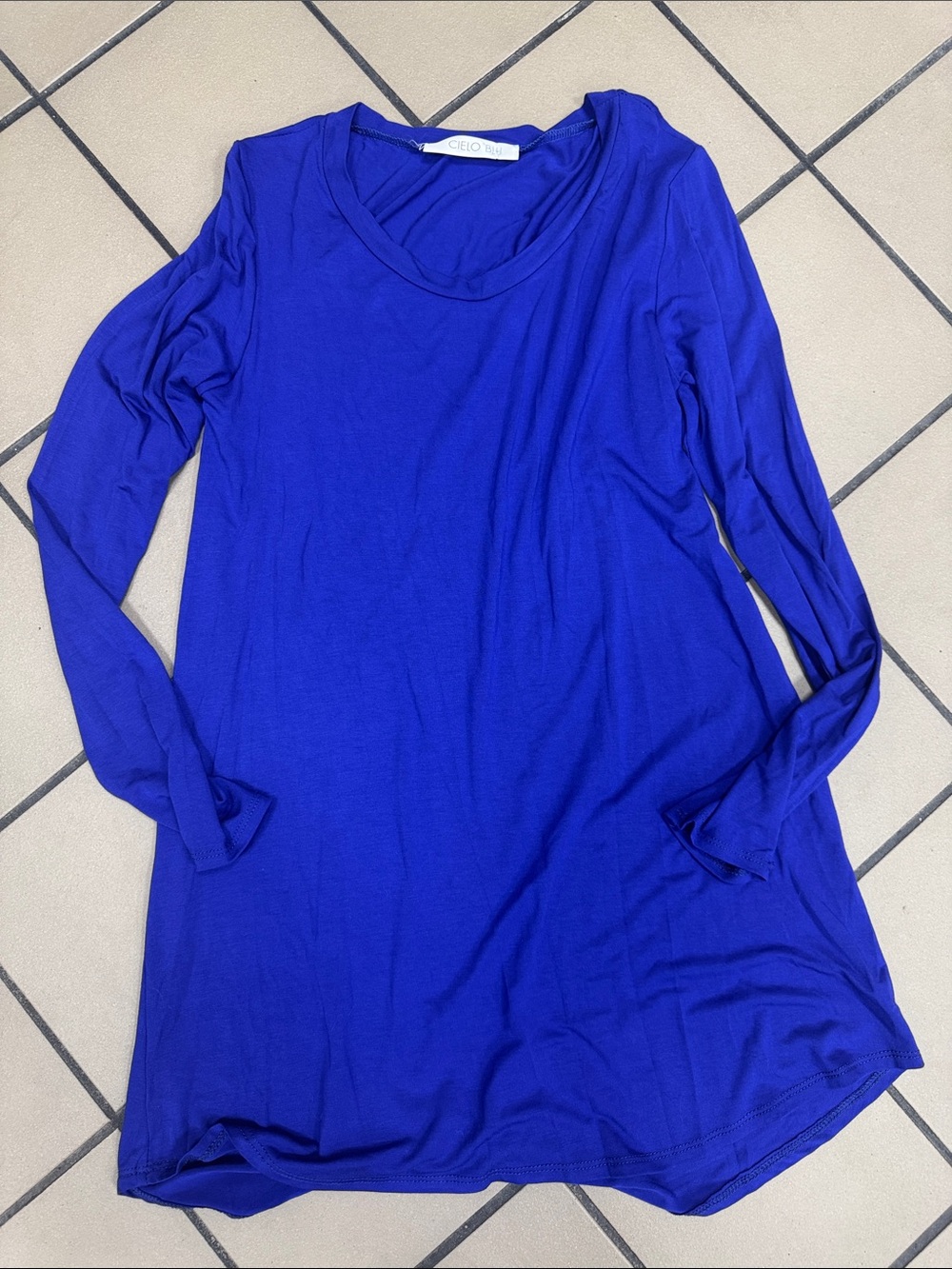 Cielo Royal Blue Long-Sleeve Scoop Neck Top